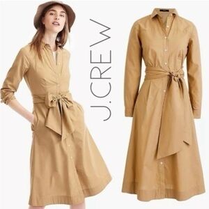 J. Crew | Safari Tan Khaki Long Sleeve Button Down Shirt Dress Size 4